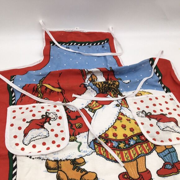 Christmas Apron White Christmas Santa With Child - Picture 4 of 4